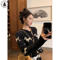 Hormoo Nữ cổ tròn dày dặn tất cả dệt kim dài tay phong cách giản dị áo len mới thủy triều