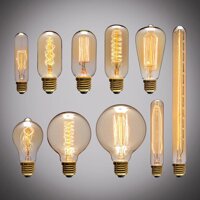 Hossen_LED Phong Cách Retro Edison Đèn Măng Xông Bóng Đèn Chiếu Sáng Trang Trí Chống Đỡ Nhiệt Độ Màu: 40W màu vàng ấm áp