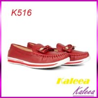 HOT 2021 Giày bệt moca - Kaleea K516 - Giày bệt nữ da bò nguyên tấm siêu êm họa tiết thắt nơ xinh, dễ thương -LV
