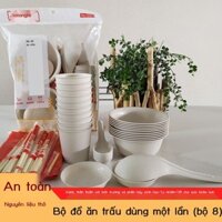 [HOT 2024] Bát đũa dùng một lần, trấu, bộ đồ ăn cao cấp thân thiện với môi trường, dã ngoại, nướng