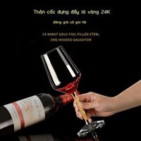 [HOT 2024] Bộ ly uống rượu vang đỏ cao cấp, bình đựng rượu pha lê mạ vàng sang trọng, ly 2 ly Châu