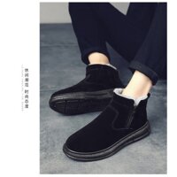[HOT 2025 VIDEO SP THẬT] Giày lười nam slip on dây kéo ngoài boot chelsea nam da lộn cổ thấp SM066
