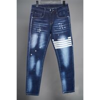 (HÓT) ⚡️Hot⚡️Quần JEANS THOME 4 Vạch Trắng Nam Quần bò nam Thom 4 sọc Trơn Phối Dập Kẻ Trắng Đùi HOT 2024