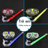 HOT- [ Ảnh thật ] Bộ ống thở bán khô Sambo lặn mặt nạ lặn chống sương mù kính lặn kính bơi trẻ em