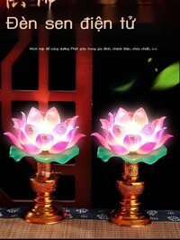 HOT- [ Ảnh thật ] Đèn lồng hoa sen trước tượng Phật cho hộ gia đình Phật tử, đèn lồng cắm nhiều màu