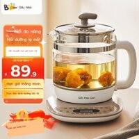 HOT- [ Ảnh thật ] Gấu sức khỏe nồi 1.5L thủy tinh ấm đun nước điện gia đình ấm đun nước đa năng hoa