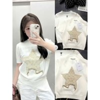 [HOT] Áo Len cộc tay thêu họa tiết ngôi sao, Áo thun Chất Len mềm mịn Siêu Hot TP04