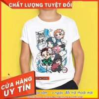 (Hot) Áo thun Kimetsu no Yaiba Full Team Chibi Đẹp KY10 Unisex 100% Cotton