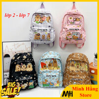 [HOT] Balo nữ học sinh lớp 2 đến lớp 7 cao cấp nhiều ngăn hình Capybara đáng yêu, ba lô cấp 1-2 cho bé gái trung học