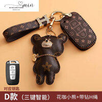 {Hot} Bao Da Chìa khóa bằng da in họa tiết sang trọng cho xe hơi Hyundai Santafe Tucson Sonata .