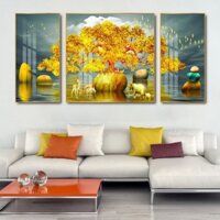 hot Bộ 3 tấm tranh tráng gương phong thủy giá rẻ siêu đẹp  Thiết kế tranh theo yêu cầu giá tốt nhất Lala