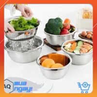 [HOT] Bộ 5 Thau Rổ Inox Rửa Rau Củ Quả, Thau Trộn Salad Dày Dặn Siêu Tiện Dụng Cho Nhà Bếp