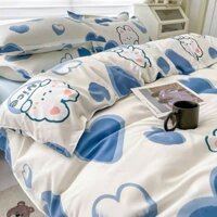 HOT Bộ Chăn Ga COTTON POLY tim xanh