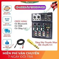 HOT- Bộ chộn âm thanh Mixer F4 Pro USB có Bluetooth bản nâng cấp tặng dây truyền nhạc ,Zắc 6.5 -dc4178+dc867+dc3125