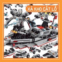 [hot] Bộ đồ chơi xếp hình Lego tàu chiến , lắp ráp robot , đồ chơi máy bay chiến đấu swat xám quá rẻ