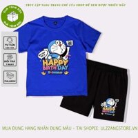 HOT Bộ Quần Áo Trẻ Em DOREMON BIRTHDAY Cotton Xịn 4 Chiều Quần Xẻ Túi Từ 14KG đến 32kg 4 Màu , Bộ Quần Áo Cho Bé