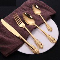 (HOT) Bộ thìa dĩa dao Royal inox 304 mạ titan màu vàng/bạc hoàng gia, có bán lẻ, ảnh thật đi kèm - Muỗng nĩa ăn sang trọng