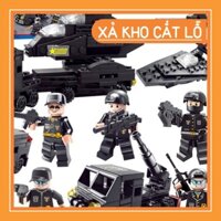 [hot] bộ xếp hình lego tiểu đội trường police, lego trực thăng swat, Lego tàu, lego xe súng quá rẻ