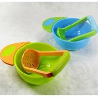 [Hot] Combo ăn dặm cho bé: 1 Bộ bát nghiền ăn dặm; 1 Vỉ 2 thìa cán dài Upass đầu mềm cho bé