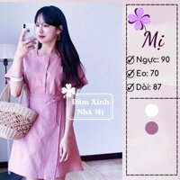 [HOT] Đầm Nữ Đi Tiệc Cổ Trước Thắt Eo Dịu Dàng, Đầm Form Ngắn Chun Eo Cực Nữ Tính Màu Hồng Pastel [ẢNH THẬT CUỐI]