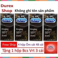 [Hot Deal] [COMBO] 4 hộp Bao cao su ÔM SÁT Durex Kingtex Tặng 1 hộp Vrt 3s - 51 cái