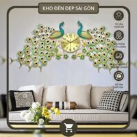 [HOT DEAL] Đồng hồ trang trí, Đồng hồ treo tường Decor Hình chim công Mặt nhôm mạ vàng Mã DH-2006