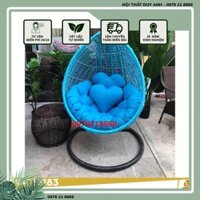 [HOT DECOR] Xích đu đơn hình giọt nước đan rối,khung kim loại cuốn song mây sang trọng kèm đệm - Giá Tại Xưởng
