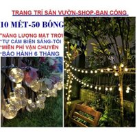 [HOT} Đèn LED 50 bóng,dài 10m dùng năng lượng mặt trời,tự cảm biến sáng tối để tắt mở