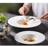 (HOT) Đĩa mì Mưa sao băng 24-29cm trắng, đĩa soup sang trọng - Bát đĩa nhà hàng sứ cao cấp