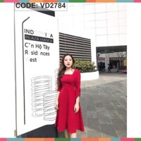 Hot ( ĐỒ NỮ ĐẸP ) ĐẦM XÒE MÀU ĐỎ TAY LỠ VẢI CÁT NHẬT