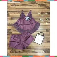 Hot ( ĐỒ NỮ ĐẸP ) ĐỒ BỘ NGỦ QUẦN ĐÙI VIỀN REN PHI LỤA