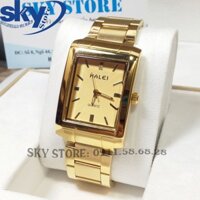 [HOT] Đồng hồ nam HALEI 666M mặt chữ nhật dây thép giá sốc