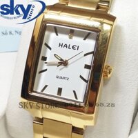 [HOT] Đồng hồ nam HALEI 8121 mặt chữ nhật dây thép cao cấp giá sốc