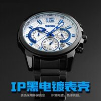 [HOT] Đồng hồ nam SKMEI 9108 (mặt trắng) dây thép đen cao cấp giá sốc