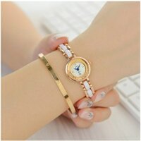 [HOT] Đồng hồ nữ Jw 70255 dây đá sứ mặt tròn viên đá chạy -Hàng tốt
