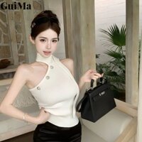 Hot Girl Đeo Vai Dệt Kim Dây Áo Vest Nữ Thiết Kế Mỏng Áo Ngắn