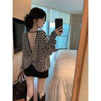 Hot Girl Gợi Cảm Dây Thắt Nút Áo Thun Dài Tay Nữ Thu Đông Phong Cách Mới Thiết Kế Lười Thời Trang Phù Hợp Với Đế Top