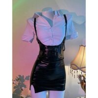 Hot Girl Suit Pure Desire Style Eo hẹp Slim-fit Áo Sơ Mi Nữ Hoàng Gia Nhẹ Phong Cách Trưởng Thành OL Đồng Phục Eo Cao Hông Váy Bộ Đồ Hai Mảnh