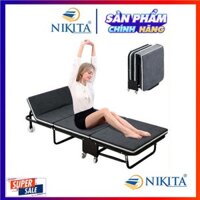 HOT Giường gấp đa năng gấp gọn NIKITA, khung thép sơn tĩnh điện, xếp gọn thành ghế sofa, có bánh xe - D180xR65xC26