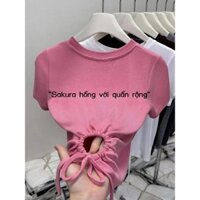 [HOT HIT] Áo khoác thời trang không lưng thon gọn T Áo thun nữ mùa hè mới thiết kế niche thanh lịc