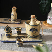 [HOT HIT] Nhật Bản Retro Sake Bộ Gốm Đựng Rượu Giữ Ấm Rượu Vang Trắng Chén Rượu Thần Shochu Nồi Cơ