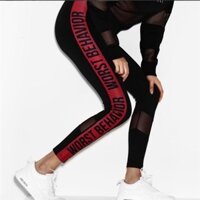 HOT | HIT | Quần tập gym , quần thể thao nữ phối lưới viền đỏ chữ __
