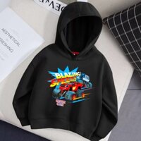 HOT Lolocee Áo Khoác hoodie cotton In Hình Xe Tải Quái Vật Hoạt Hình Cho Bé Trai