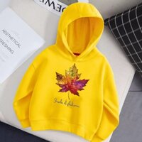 HOT Loz Áo hoodie cotton Dài Tay In Hình Lá Phong Cho Bé Trai