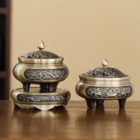 [HOT] Lư xông trầm đồng, Lư đốt trầm cao cấp chất liệu đồng nguyên khối - Khảm rồng phượng siêu đẹp