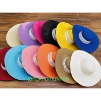 [Hot] Mũ cói rộng vành 48cm nơ chữ nổi