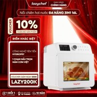 |HOT| Nồi Chiên Không Dầu Hơi Nước LazyChef 16L, Lò Nướng Đa Năng Cao Cấp 8in1, Dây Mayso Ẩn Dễ Vệ Sinh, Bảo Hành Chính Hãng 24 Tháng