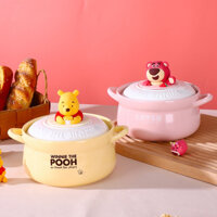 💥HOT💥 Nồi nấu Gấu Dâu Lotso, Gấu Pooh hãng DisNey chất liệu gốm sứ FULL BOX