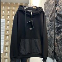 Hot _ PRADA Áo khoác chui đầu có mũ trùm đầu hình tam giác chất lượng cao Top nam dài tay bỏ túi Áo Hoodie cặp đôi Versat