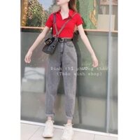 Hot Quần baggy khói trơn 💖FREESHIP💖 Quần baggy jeans nữ trơn màu khói AD51